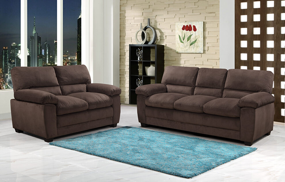 Brown finish upholstery luxurious velvet sofa by Galaxy