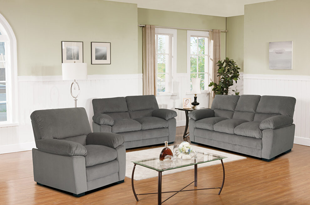 Gray finish upholstery luxurious velvet sofa by Galaxy