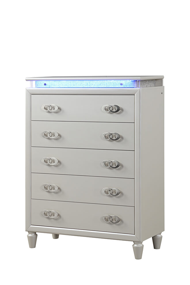 Milky white finish chest w/ led light by Galaxy