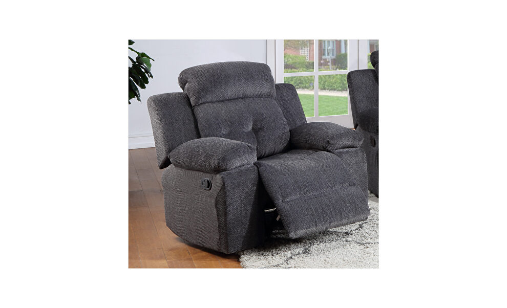 Dark gray chennille upholstery manual reclining chair by Galaxy