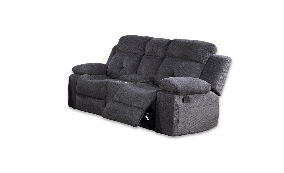 Dark gray chennille upholstery manual reclining loveseat by Galaxy