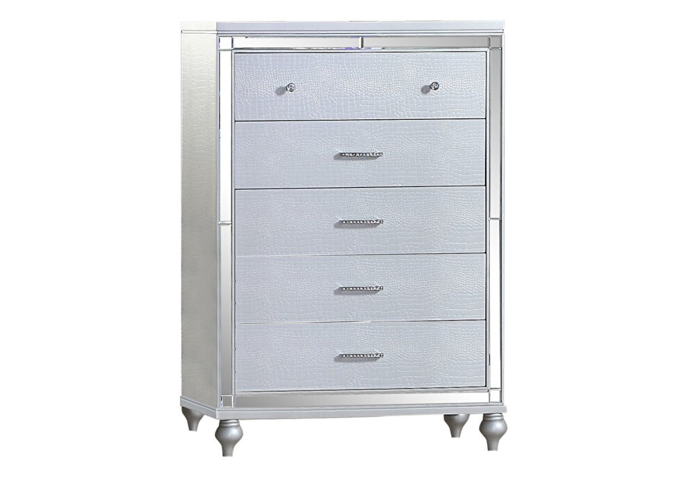 Clean midcentury lines white modern look chest by Galaxy