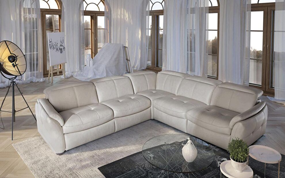 Microfiber plush / faux leather sectional by Galla Collezzione