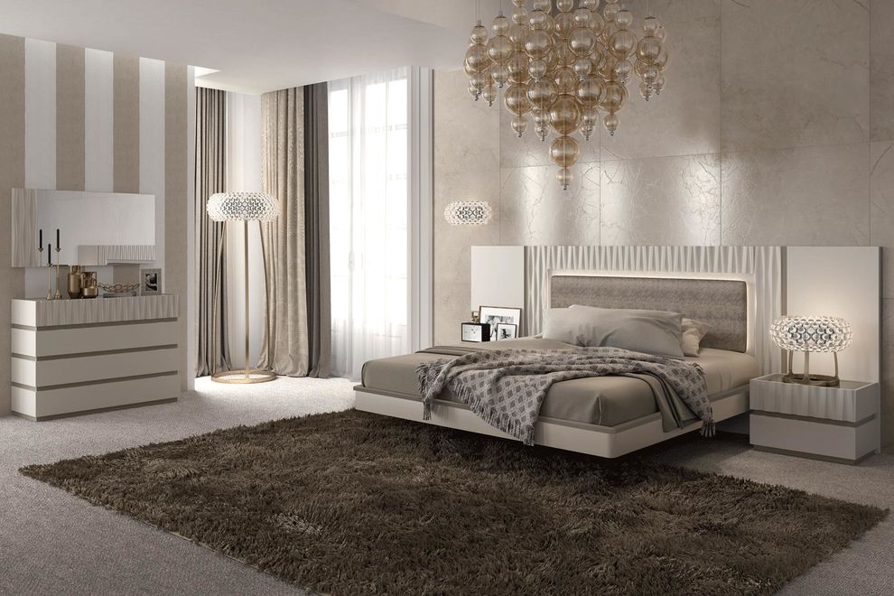 Contemporary light beige / tan European style king bed by Garcia Sabate Spain