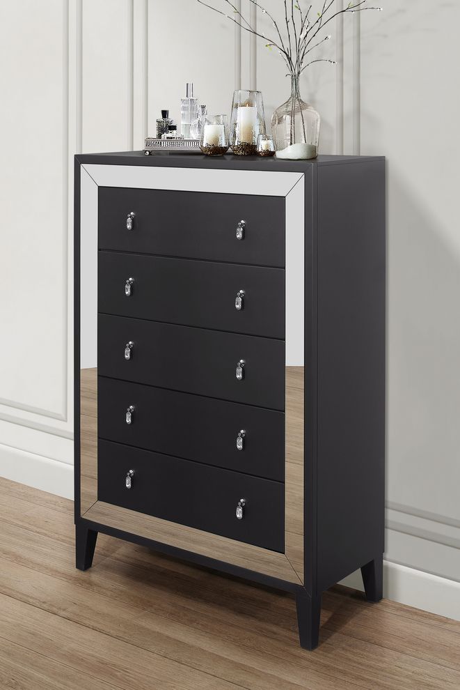 Mirror accents / black modern chest by Global