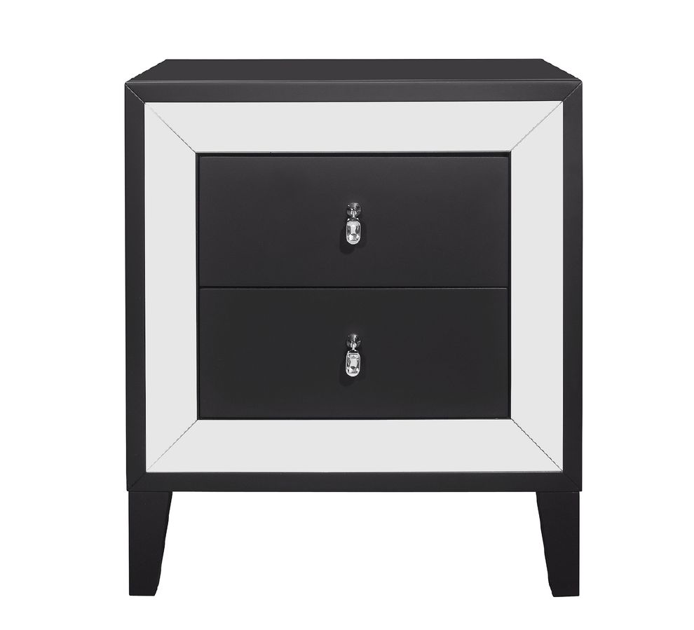 Mirror accents / black nightstand by Global