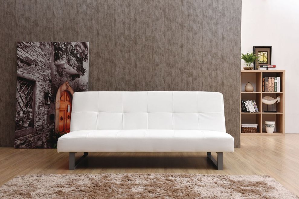 White faux leather sofa bed by Glory