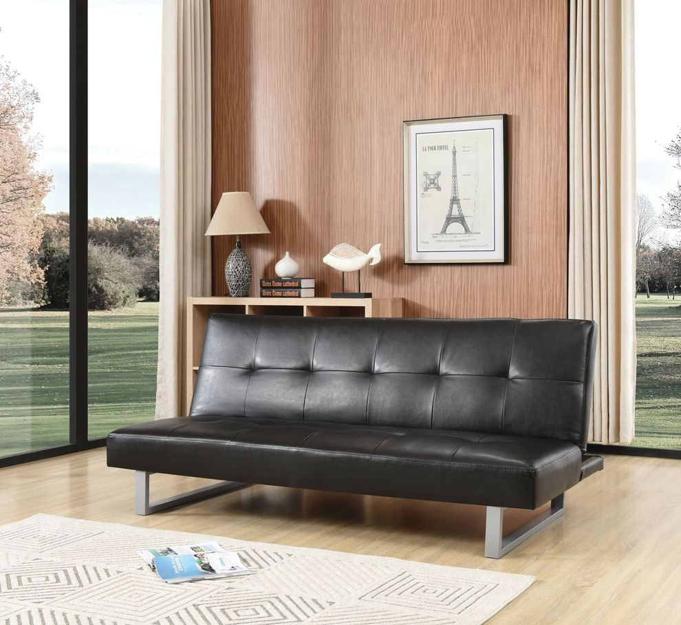 Black faux leather sofa bed by Glory
