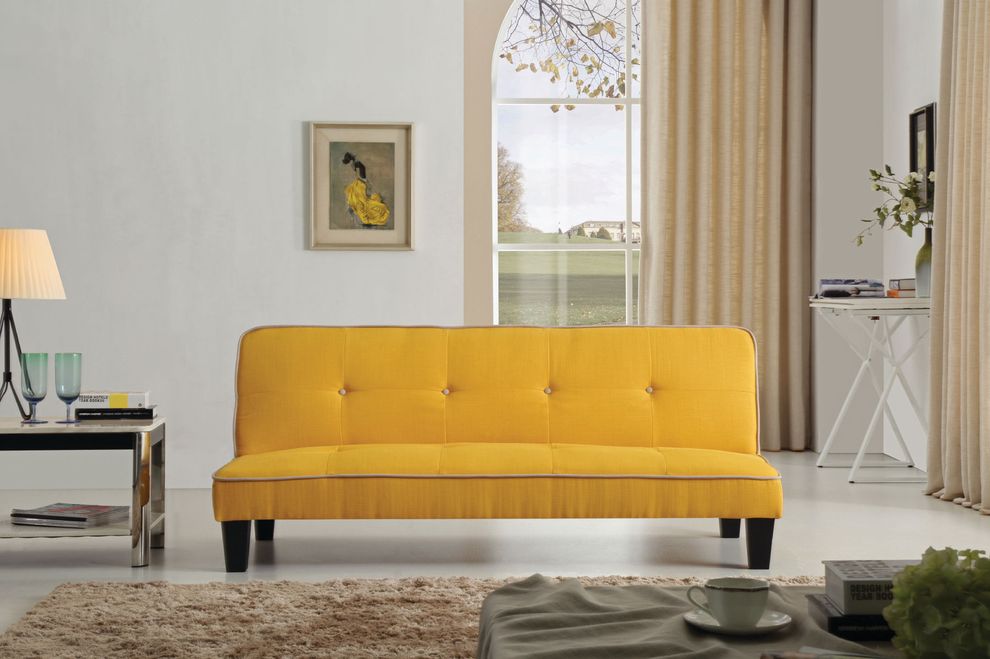 Affordable sofa bed in yellow fabric by Glory