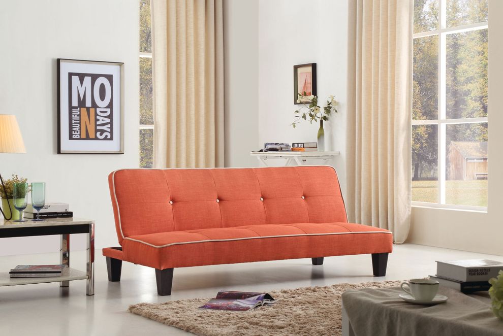 Affordable sofa bed in orange fabric by Glory