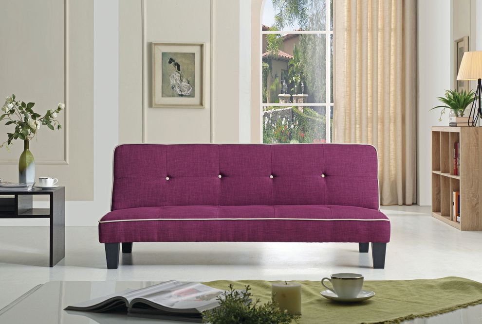Affordable sofa bed in berry fabric by Glory