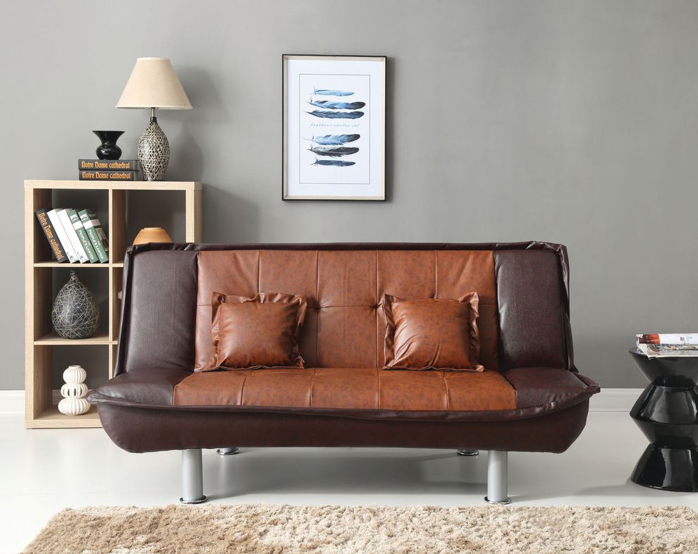 Two/toned brown faux leather sofa bed by Glory
