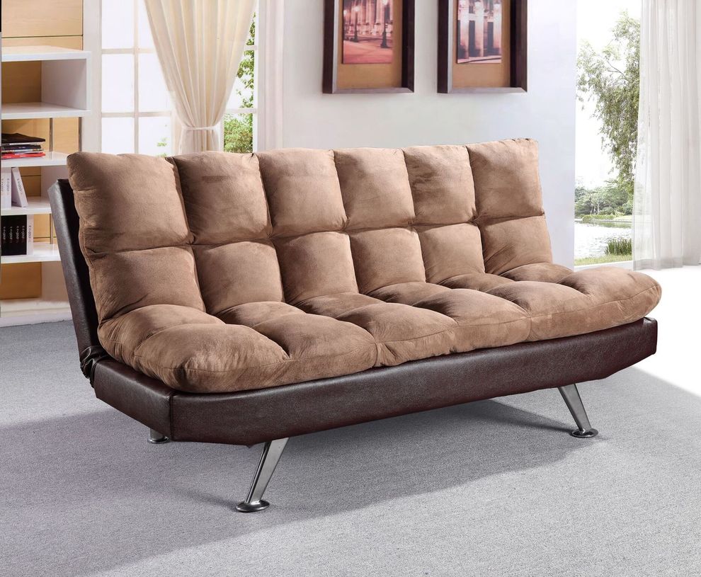Padded sofa bed in mocha microfiber by Glory