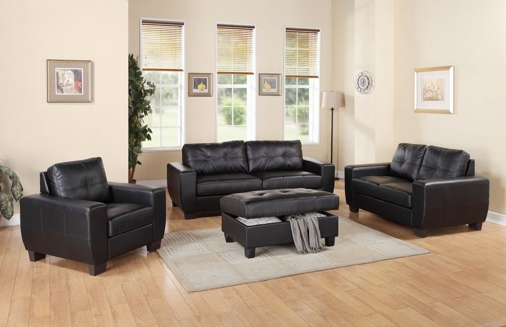 Black leatherette affordable casual couch by Glory