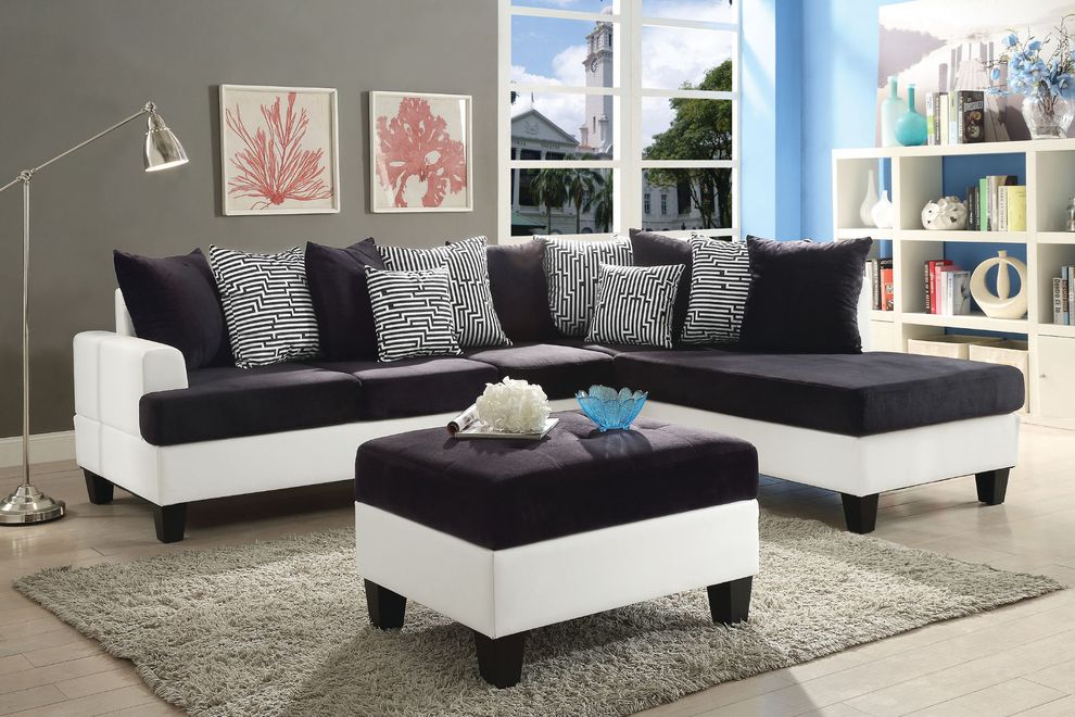 Reversible two-toned black/white sectional sofa by Glory