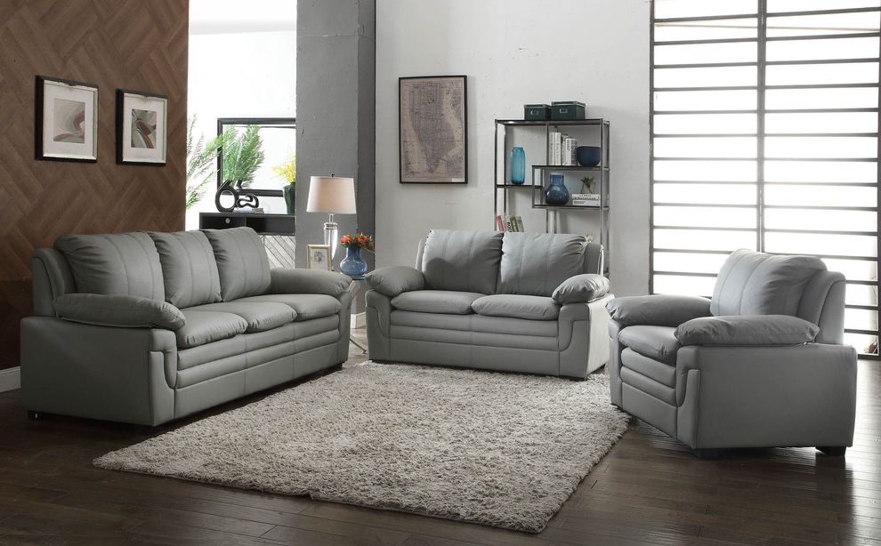 Affordable soft leather couch in gray by Glory