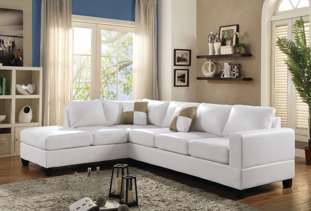 White reversible bonded leather sectional sofa by Glory