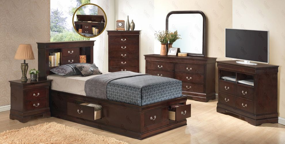 Contemporary storage twin bed set in casual style by Glory