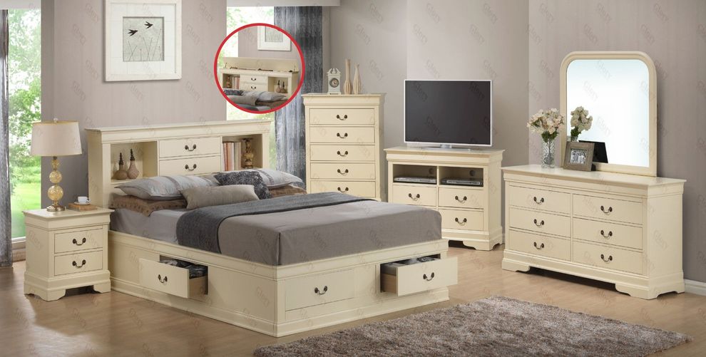Contemporary storage full bed set in casual style by Glory