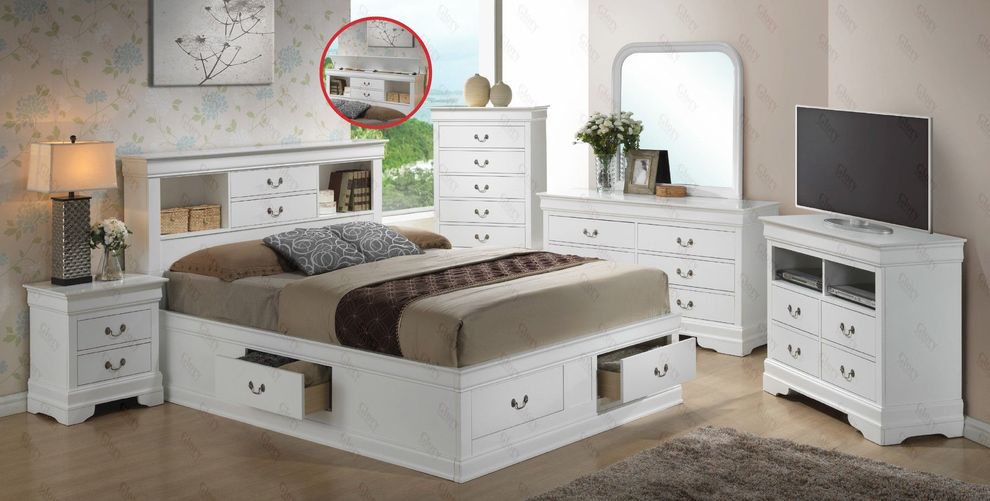 Contemporary storage full bed set in casual style by Glory