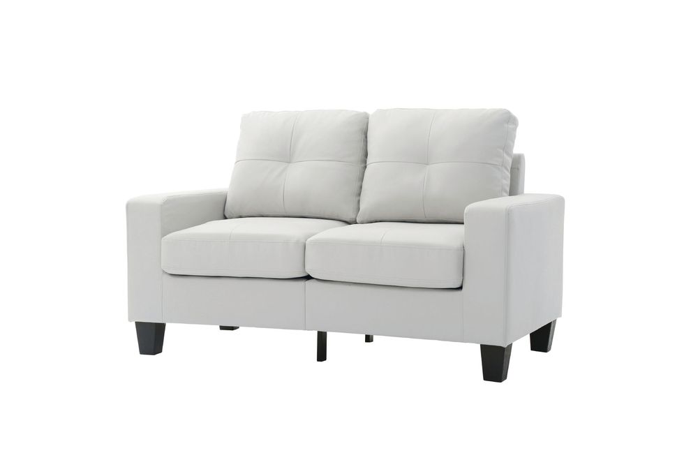 Affordable white faux leather loveseat by Glory