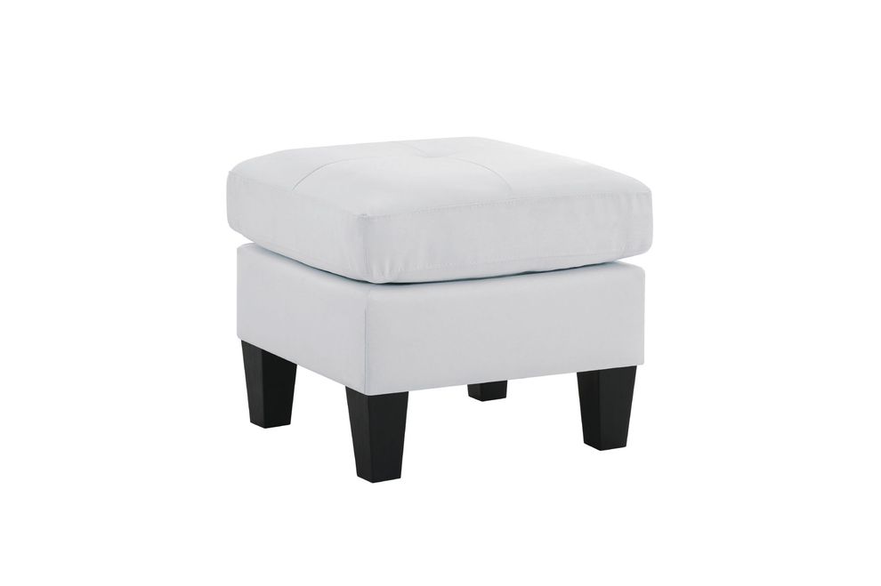Affordable white faux leather ottoman by Glory