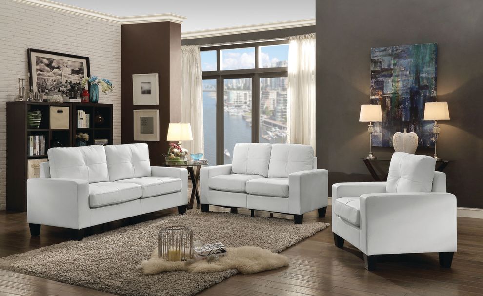 Affordable white faux leather sofa by Glory