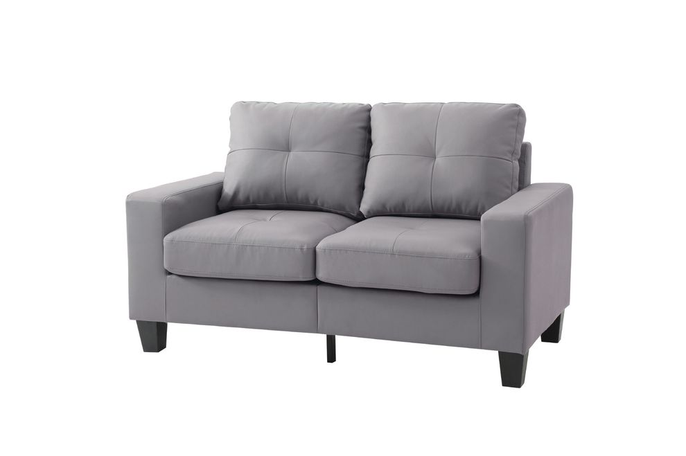 Affordable gray faux leather loveseat by Glory