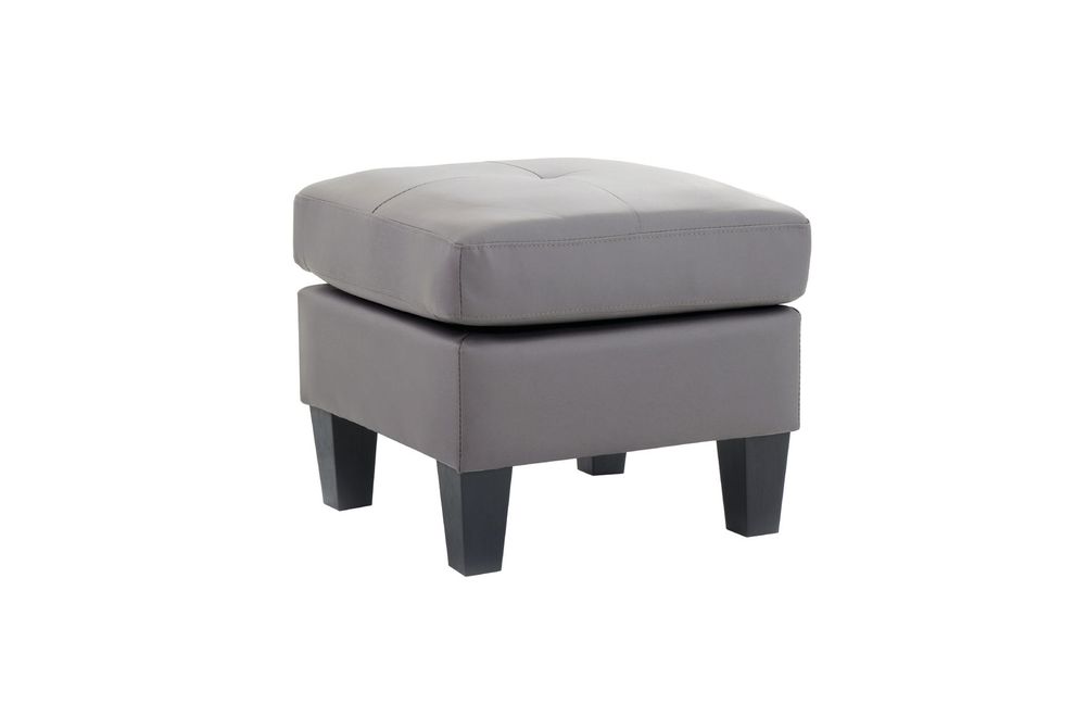 Affordable gray faux leather ottoman by Glory