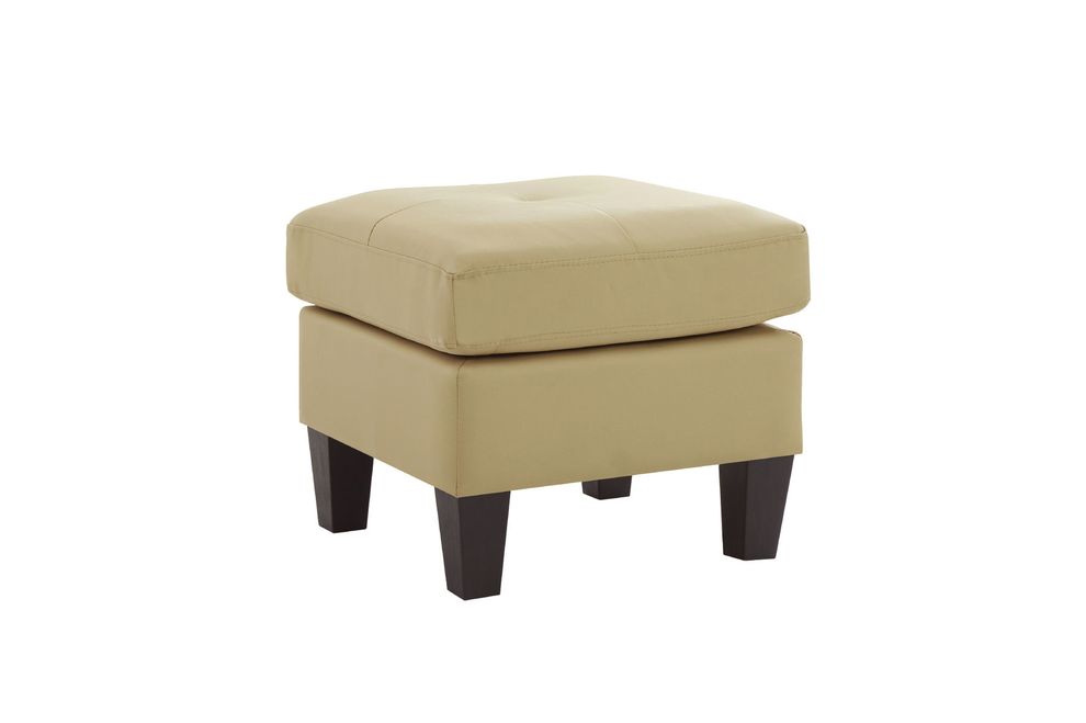 Affordable beige faux leather ottoman by Glory