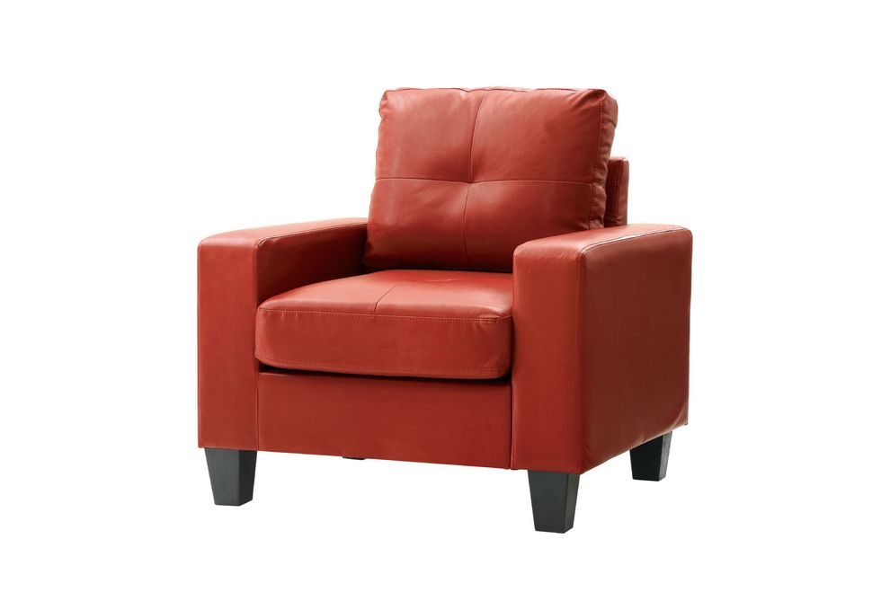 Affordable red faux leather chair by Glory