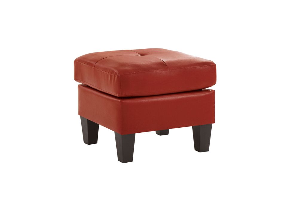 Affordable red faux leather ottoman by Glory