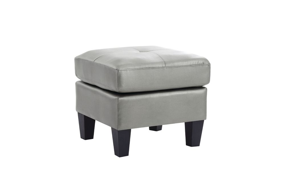 Affordable antique silver faux leather ottoman by Glory