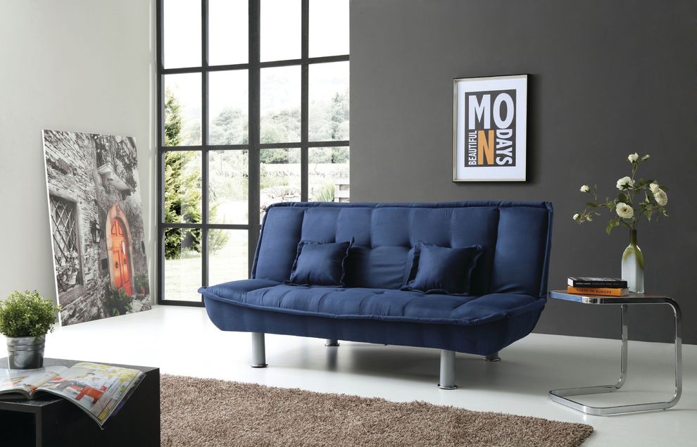 Dark blue microfiber fabric sofa bed by Glory