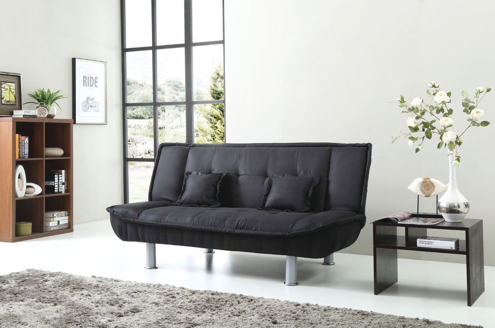 Black soft microfiber fabric sofa bed by Glory