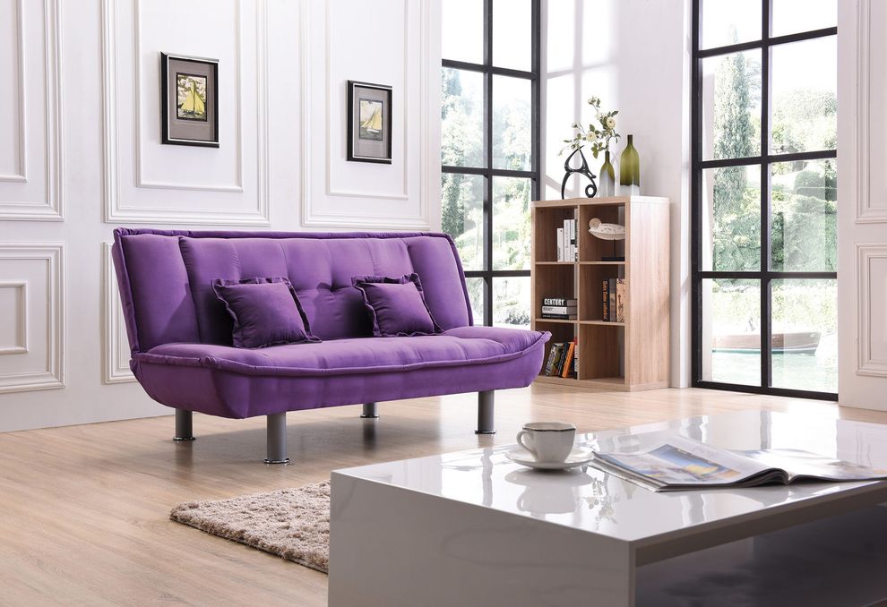 Purple micforiber fabric sofa bed by Glory