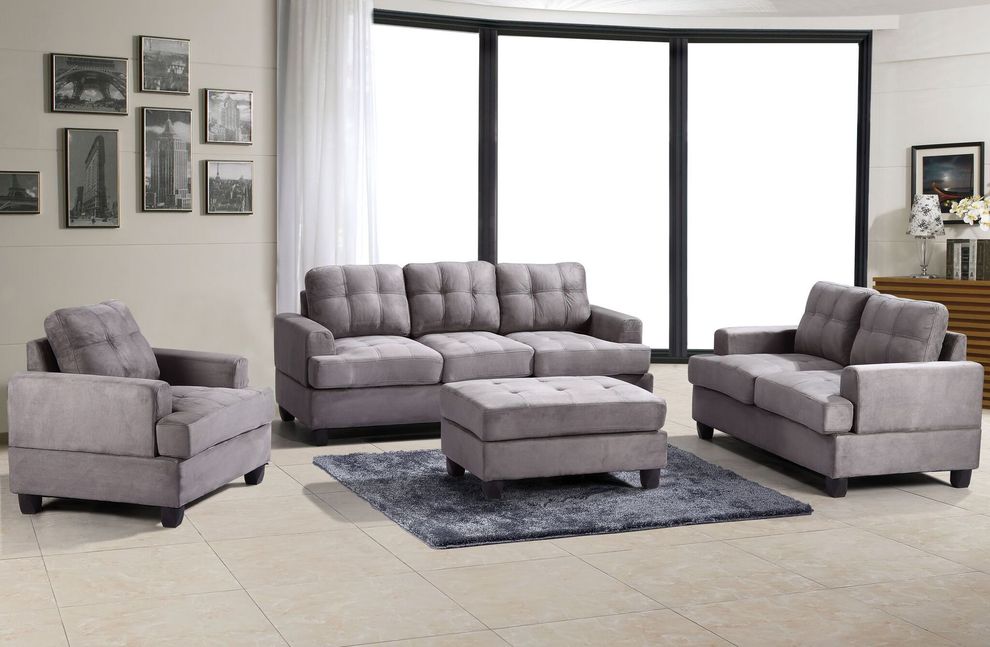 Gray microfiber casual style affordable sofa by Glory