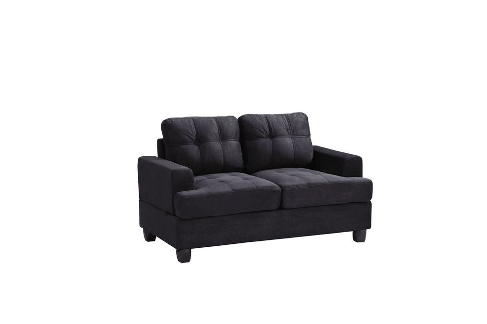 Black microfiber affordable loveseat by Glory