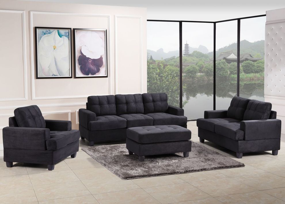 Black microfiber casual style affordable sofa by Glory