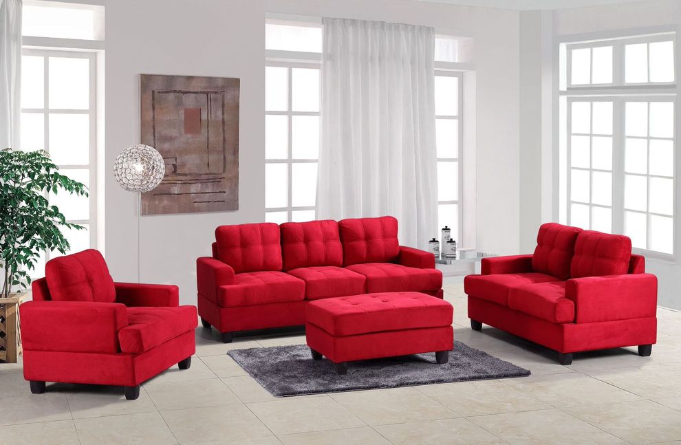 Red microfiber casual style affordable sofa by Glory