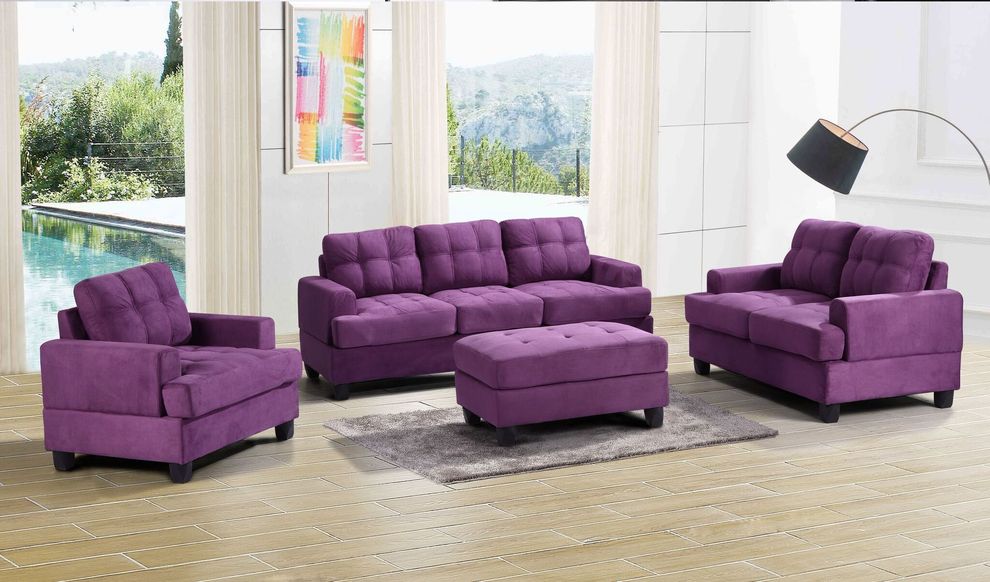 Purple microfiber casual style affordable sofa by Glory