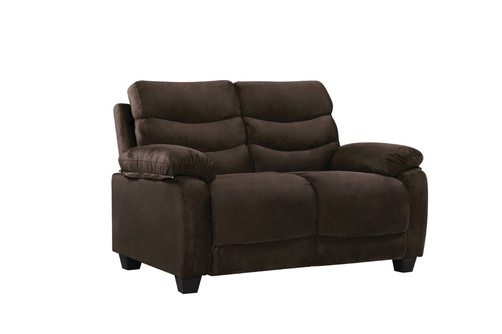 Affordable modern chocolate micro suede loveseat by Glory