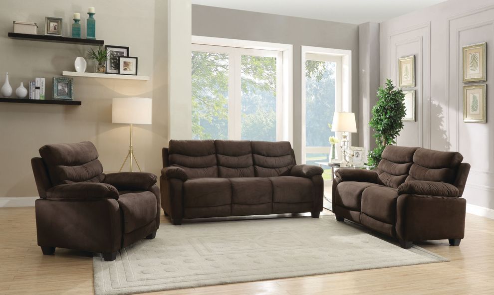 Affordable modern chocolate micro suede sofa by Glory