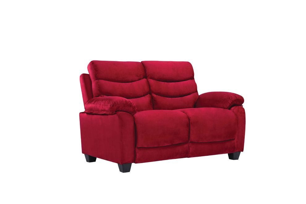 Affordable modern red micro suede loveseat by Glory