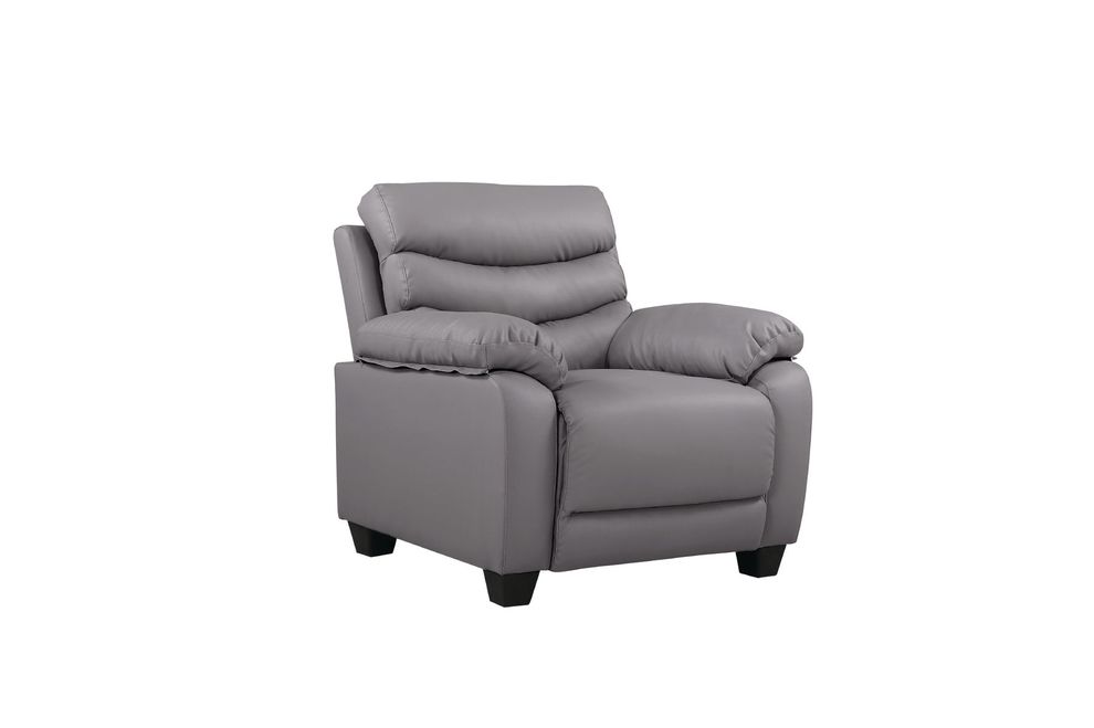 Affordable modern gray faux leather chair by Glory