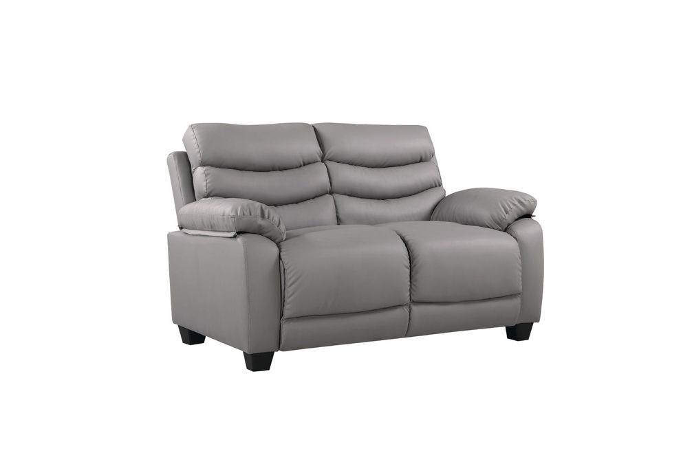 Affordable modern gray faux leather loveseat by Glory