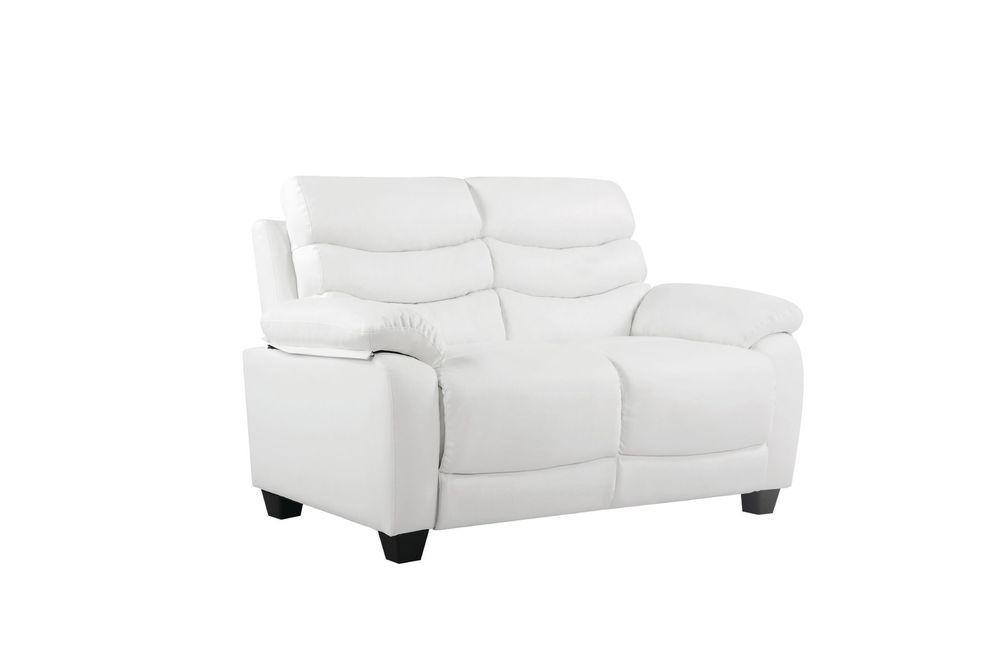 Affordable modern white faux leather loveseat by Glory