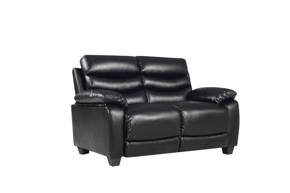 Affordable modern black faux leather loveseat by Glory