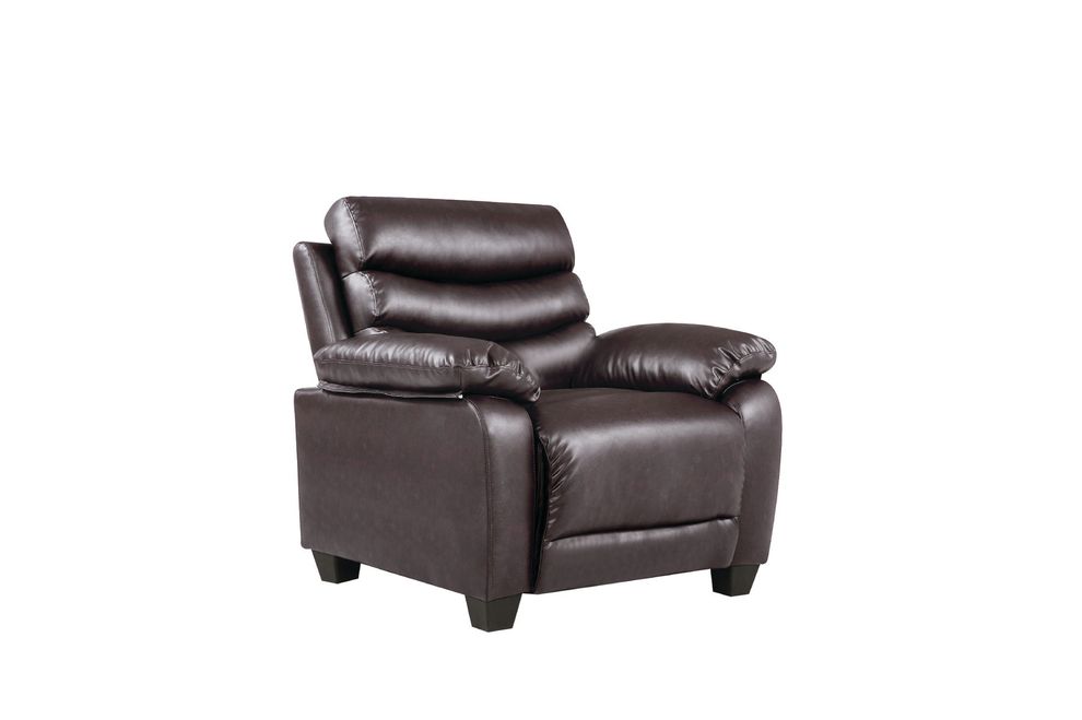 Affordable modern dark brown faux leather chair by Glory