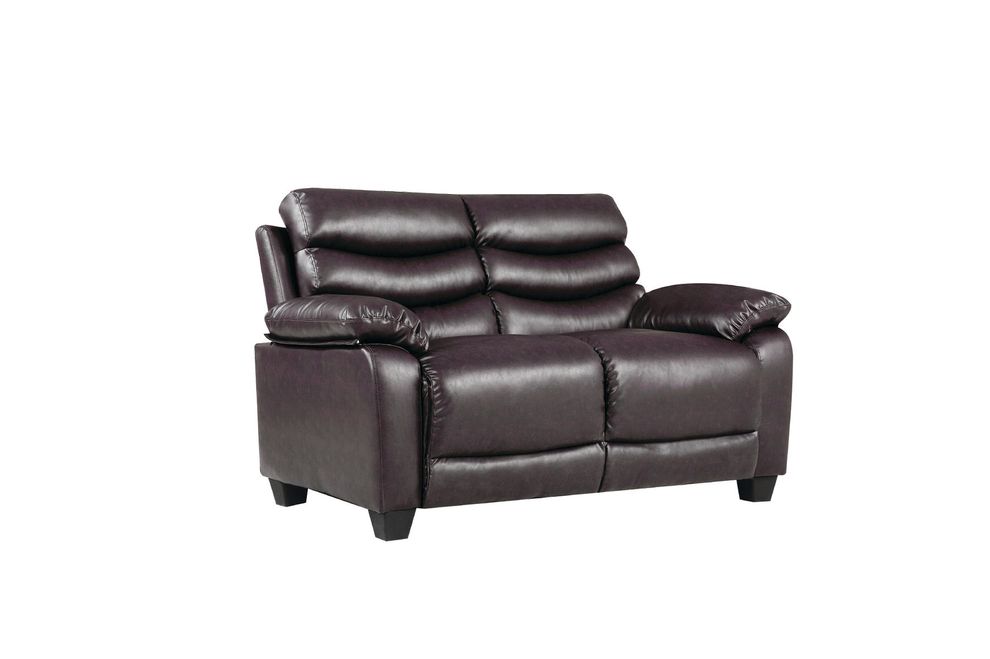Affordable modern dark brown faux leather loveseat by Glory